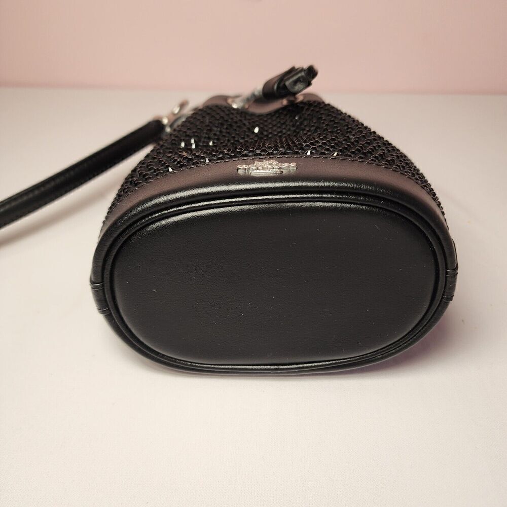 NWT COACH CX213 BLACK CRYSTAL MINI BUCKET DRAWSTRING SHOULDER CROSSBODY BAG - Picture 6 of 6